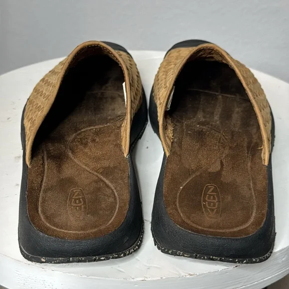 KEEN MENS SAN JUAN TAN WOVEN LEATHER SLIP ON SANDAL SHOES - Picture 11 of 12